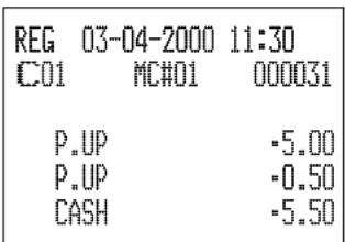 REG 03-04-2000 11:30 C01 MC#01 000031 P.UP -5.00 P.UP -0.50 CASH -5.50