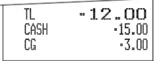 TL = 12.00 CASH -15.00 CG -3.00