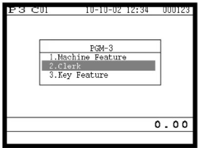 P3 C01 10-10-02 12:34 000123 PGM-3 1.Machine Feature 2.Clerk 3.Key Feature 0.00