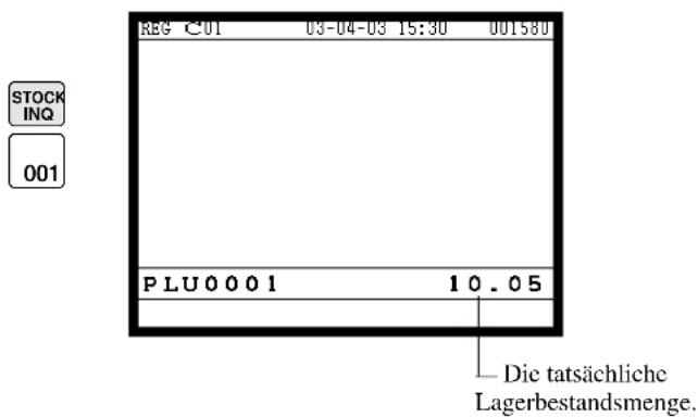 REG C01 03-04-03 15:30 001580 STOCK INQ 001 PLU0001 10.05 Die tatsächliche Lagerbestandsmenge.