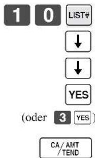 1 0 LIST# ↓ ↓ YES (oder 3 YES) CA/AMT /TEND