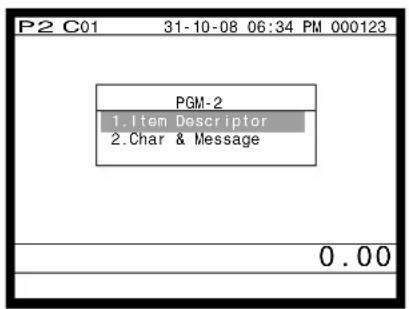 P2 C01 31-10-08 06:34 PM 000123 PGM-2 1.Item Descriptor 2.Char & Message 0.00