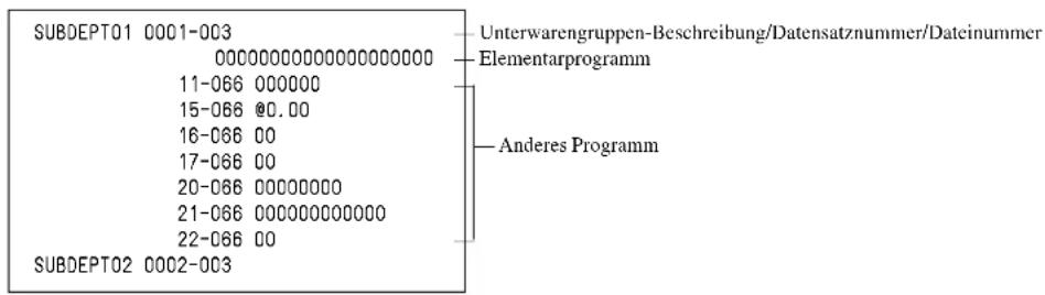 SUBDEPT01 0001-003 0000000000000000000 11-066 000000 15-066 @0.00 16-066 00 17-066 00 20-066 00000000 21-066 00000000000 22-066 00 SUBDEPT02 0002-003 Unterwarengruppen-Beschreibung/Datensatznummer/Dateinummer Elementarprogramm Anderes Programm