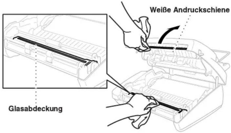 Weiße Andruckschiene Glasabdeckung
