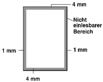 4 mm Nicht einlesbarer Bereich 1 mm 1 mm 4 mm