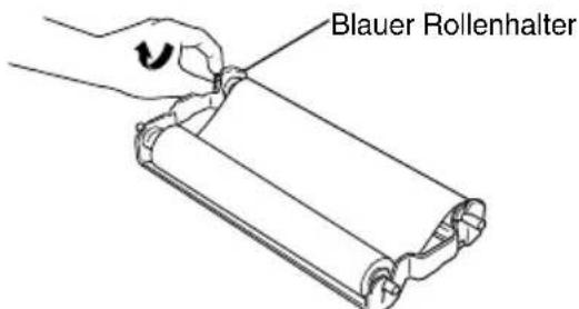 Blauer Rollenhalter