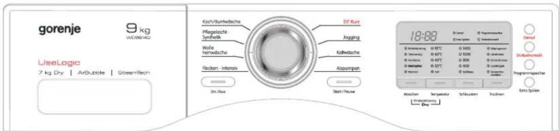 GORENJE WD96140 - Funktionen des bedienfeldes - 1