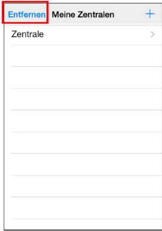 Entfernen Meine Zentralen Zentrale >