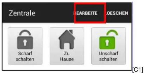 Zentrale EARBEITE LOESCHEN Scharf schalten Zu Hause Unscharf schalten [C1]