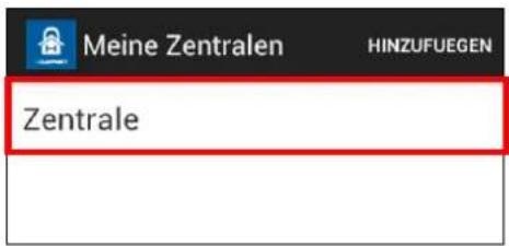 Meine Zentralen HINZUFUEGEN Zentrale