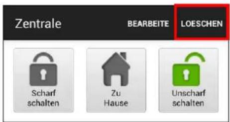 Zentrale BEARBEITE LOESCHEN Scharf schalten Zu Hause Unscharf schalten