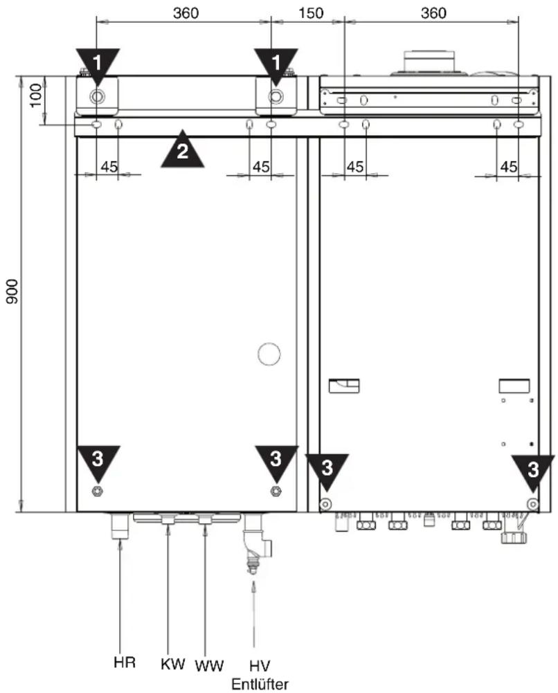 360 150 360 100 45 2 45 45 45 900 3 3 3 HR KW WW HV Entlüfter