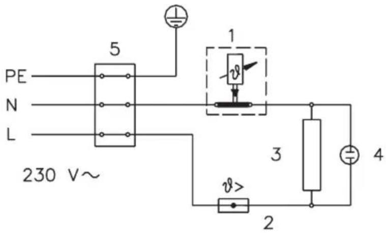 PE N L 230 V~ 5 1 v 3 4 v> 2 2