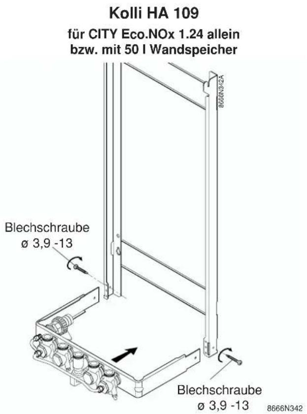 Kolli HA 109 für CITY Eco.NOx 1.24 allein bzw. mit 50 l Wandspeicher 8666N342A Blechschraube Ø 3,9 -13 Blechschraube Ø 3,9 -13 8666N342