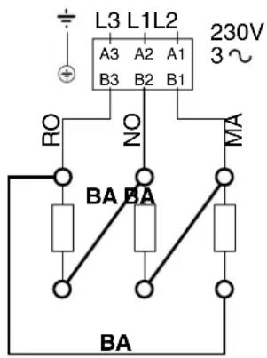 L3 L1L2 A3 A2 A1 B3 B2 B1 RO NO MA BA BA BA 230V 3~