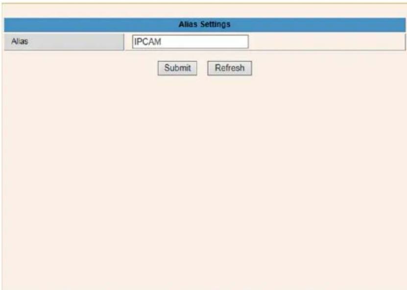 Alias Settings Alias IPCAM Submit Refresh