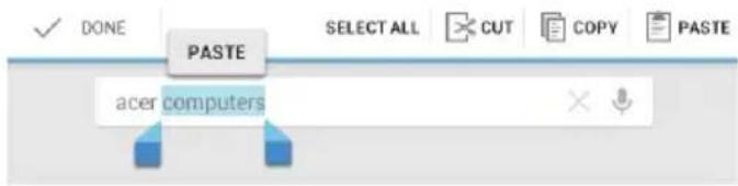 DONE PASTE select ALL CUT COPY PASTE acer computers