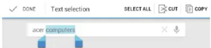 DONE Text selection SELECT ALL CUT COPY acer computers