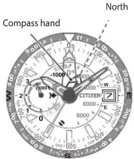 CITIZEN CAL J290 - How to read the compass indication - 1