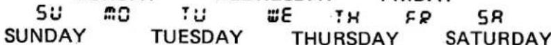 SUDAY MO TU TUESDAY WE TH THURSDAY FR SATURDAY