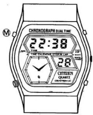 CHRONOGRAPH DUAL TIME 22:38 TIME 4 TIME THE COLDEN STREW CAP 28 CITIZEN QUARTZ CRISTHEN LC