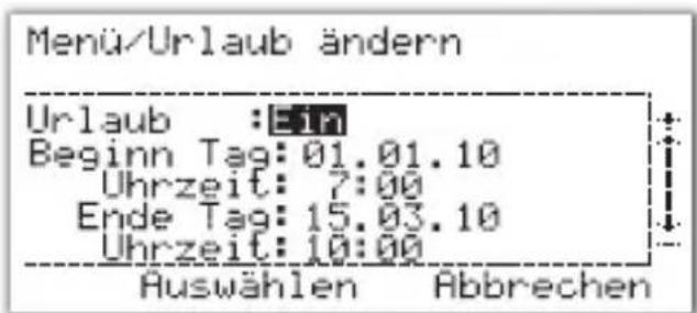 Salus ERT50T TRIAC - Ändern des Urlaubs: - 2
