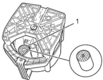 Technical diagram of a mechanical component with labeled parts and an inset showing a textured cylindrical part.