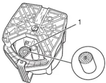 Technical diagram of a mechanical component with labeled parts and an inset showing a cross-sectional view.