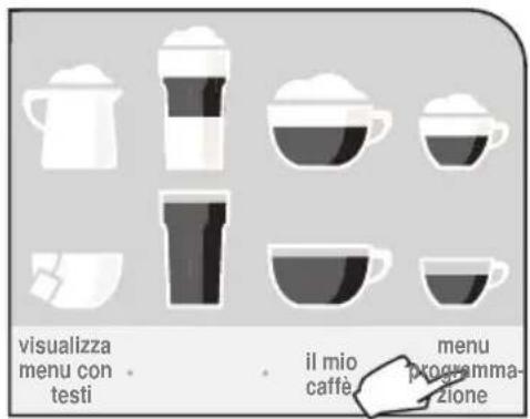 visualizza menu con testi il mio caffè menu programma- zione