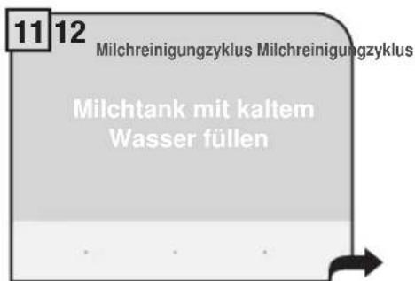 11 12 Milchreinigungzyklus Milchreinigungzyklus Milchtank mit kaltem Wasser füllen