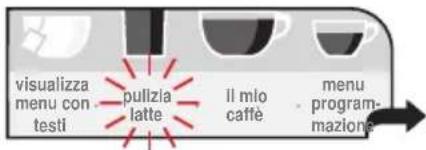 visualizza menu con testi pulizia latte Il mio caffè menu program- mazione