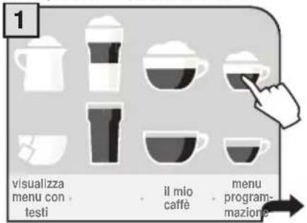 1 visualizza menu con testi il mio caffè menu program- mazione