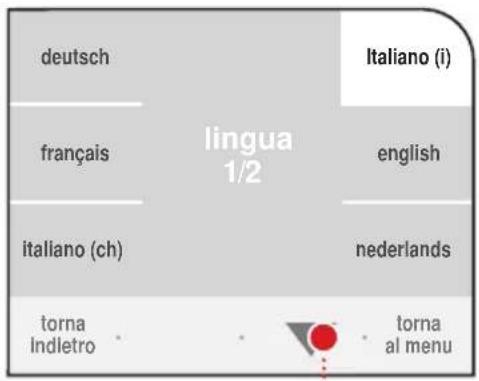 deutsch français italiano (ch) torna Indletro lingua 1/2 Italiano (i) english nederlands torna al menu