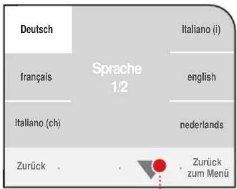 Deutsch Français Sprache 1/2 Italiano (i) english italiano (ch) nederlands Zurück Zurück zum Menü