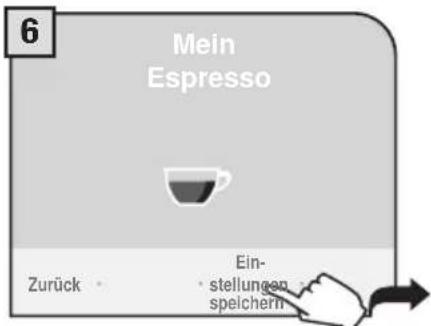 6 Mein Espresso Zurück Ein- stellungen speichern