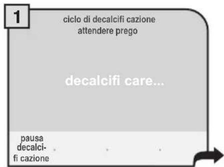 1 ciclo di decalcifi cazione attendere prego decalcifi care... pausa decalcifi cazione