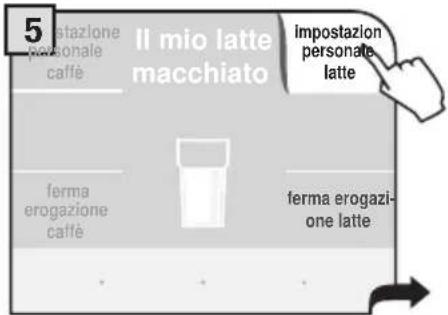 5 postazione personale caffè Il mio latte macchiato impostazion personale latte ferma erogazione caffè ferma erogazi- one latte