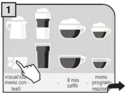 1 visualizza menu con testi il mio caffè menu program- mazione