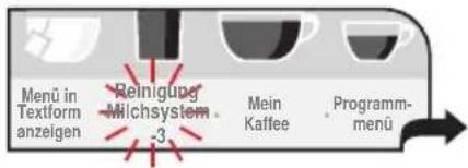 Menü in Textform anzeigen Reinigung Milchsystem -3 Mein Kaffee Programm- menü