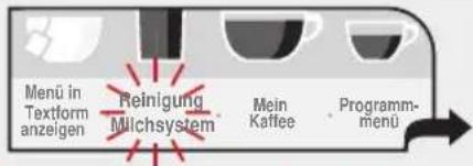 Menü in Textform anzeigen Reinigung Milchsystem Mein Kaffee Programm- menü