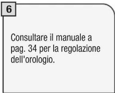 6 Consultare il manuale a pag. 34 per la regolazione dell'orologio.