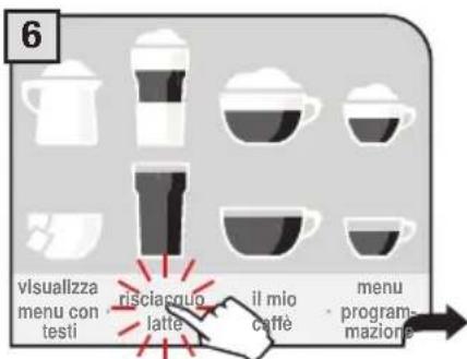 6 visualizza menu con testi risciacquo latte il mio caffè menu program- mazione
