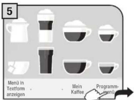 6 chinen- einstellungen Optionen Haupt- menü Getränke- einstellungen Zusatz- funktionen Reinegung & Pfege Einstellungen uhr Auf Standby schalten Menü - Kaffeezu- bereitu