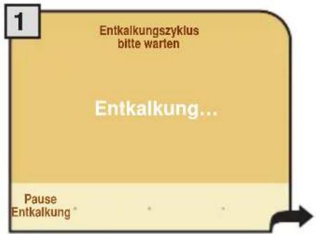 1 Entkalkungszyklus bitte warten Entkalkung... Pause Entkalkung*