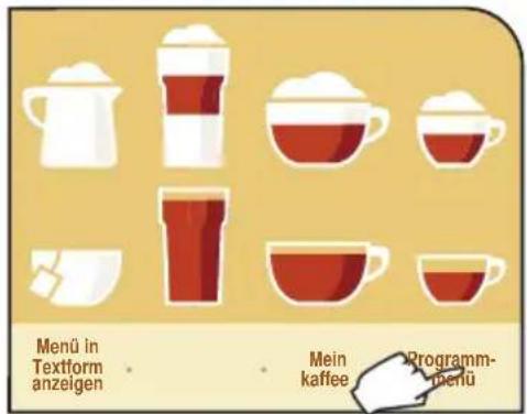 Menü in Textform anzeigen • • Mein kaffee Programm- menü