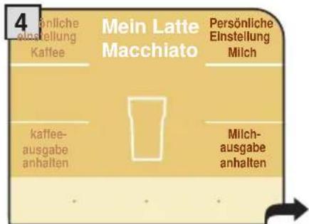 4. Sonliche einstellung Kaffee Mein Latte Macchiato Persönliche Einstellung Milch kaffee- ausgabe anhalten Milch- ausgabe anhalten