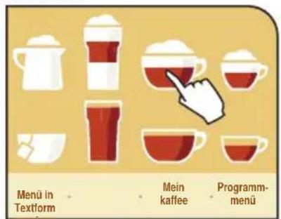 Menü in Textform Mein kaffee Programm-menü