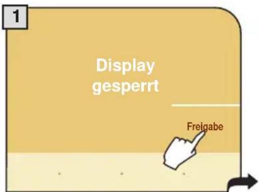 1 Display gesperrt Freigabe