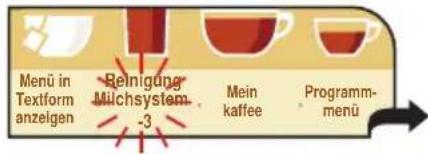 Menü in Textform anzeigen Reinigung Milchsystem -3 Mein kaffee Programm- menü