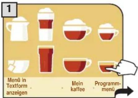 1 Menü in Textform anzeigen • Mein kaffee • Programm- menü